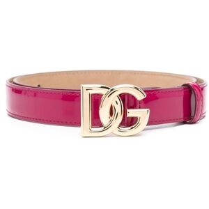 NWT. DOLCE & GABBANA One Inch  Patent Leather Logo-Buckle Belt In Dark Pink